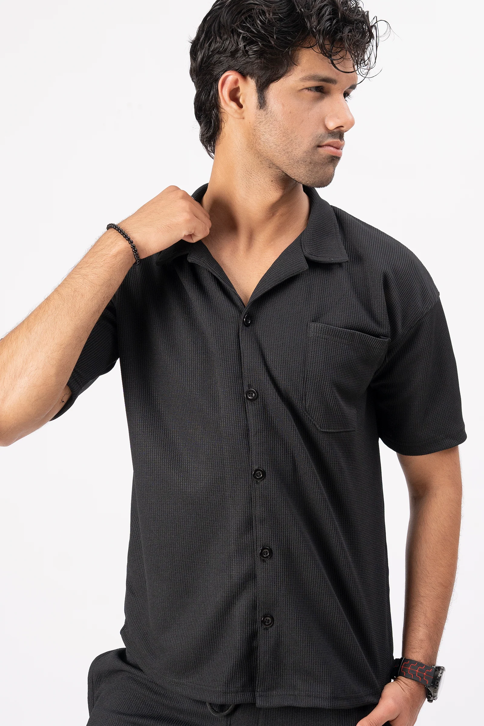 Waffle Black Half-Sleeve Safari Suit for Men – Stylish Summer Safari Suit in Pakistan B1 - Image 6