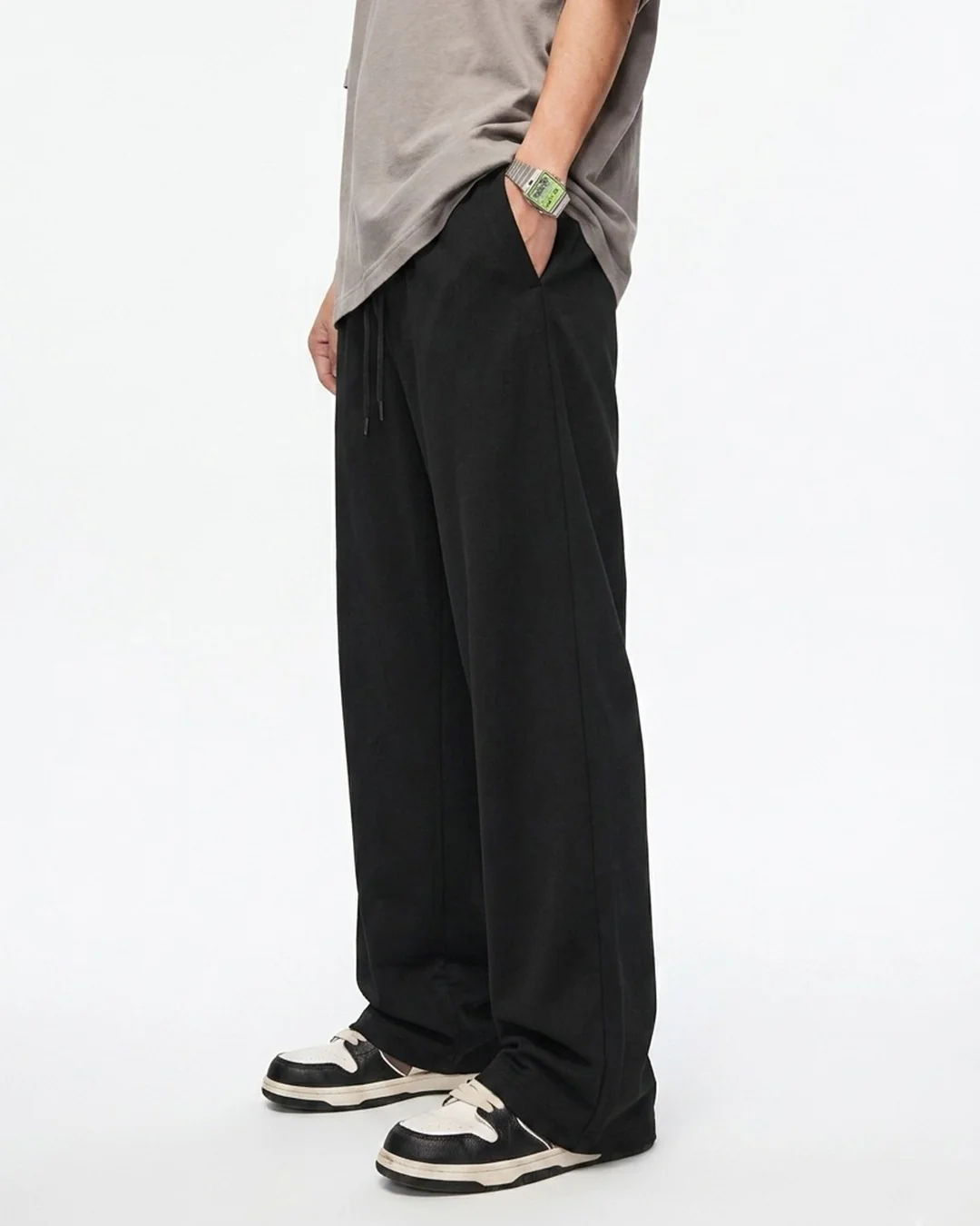 Black French Cotton Wide-Leg Trousers – D17 - Image 4