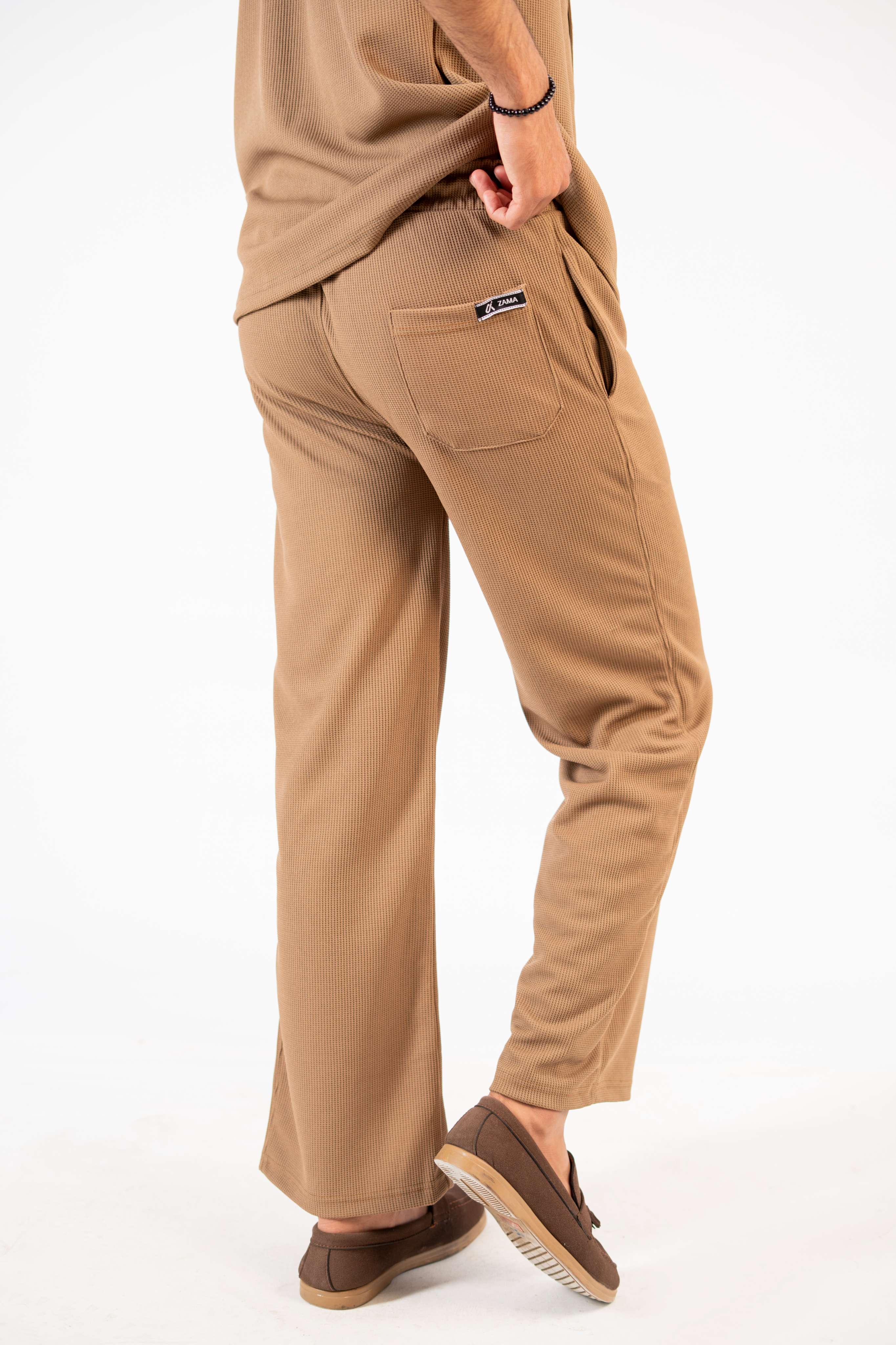 Waffle Coffee Brown Relaxed Fit Trouser - D11 - Image 4
