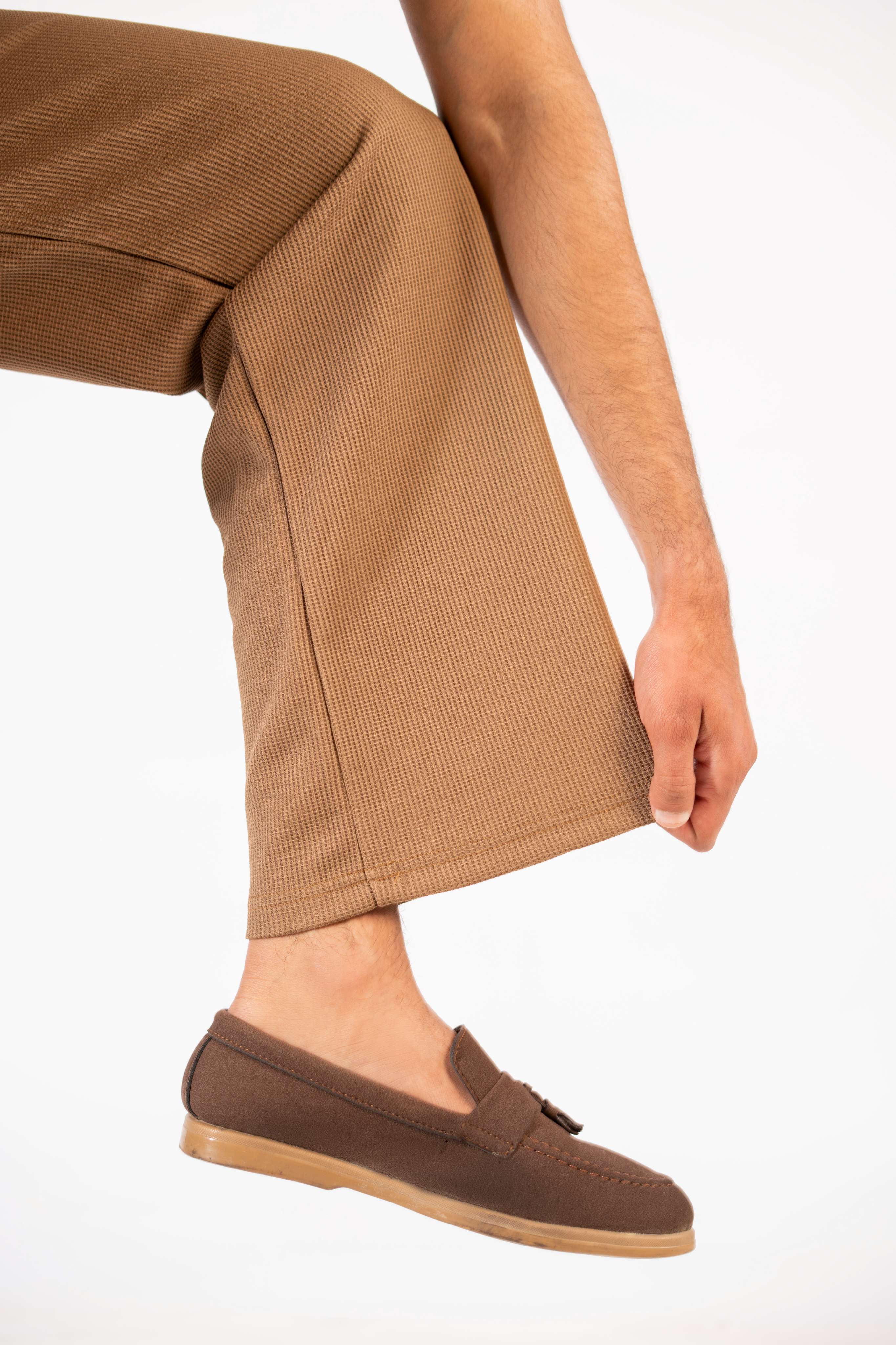 Waffle Coffee Brown Relaxed Fit Trouser - D11 - Image 5