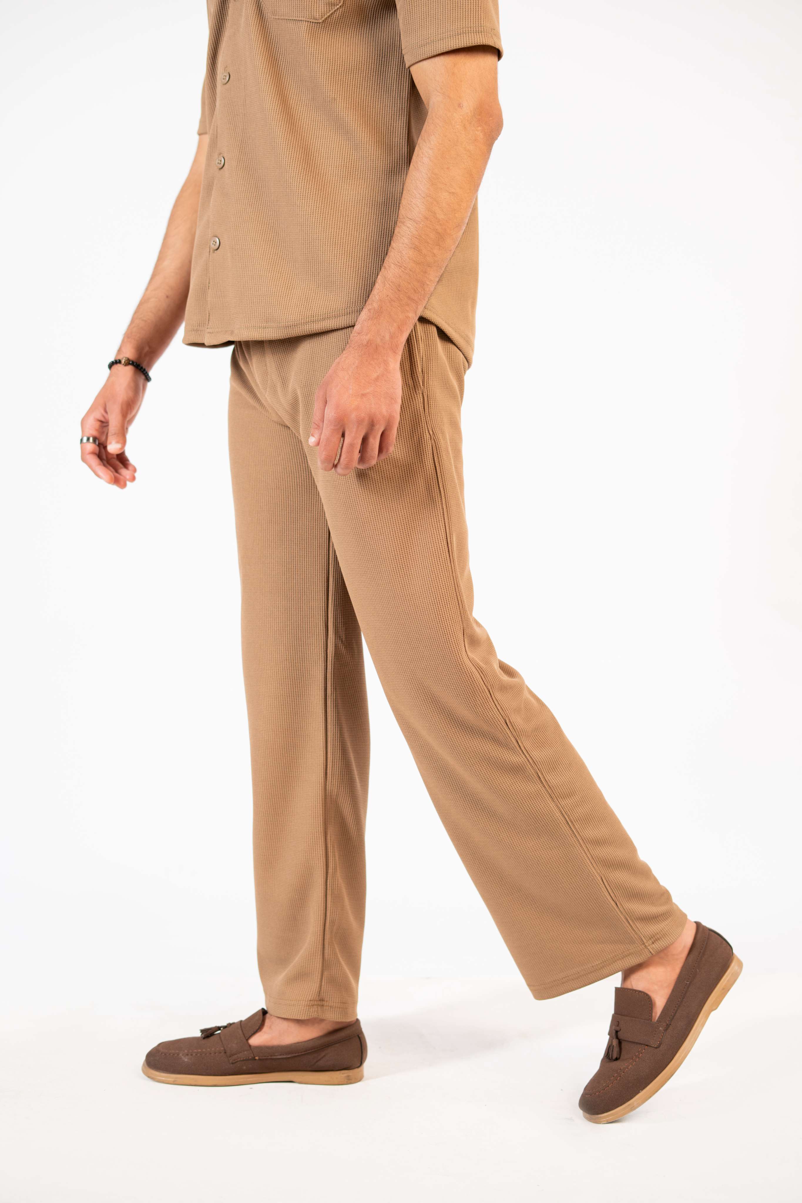 Waffle Coffee Brown Relaxed Fit Trouser - D11 - Image 6