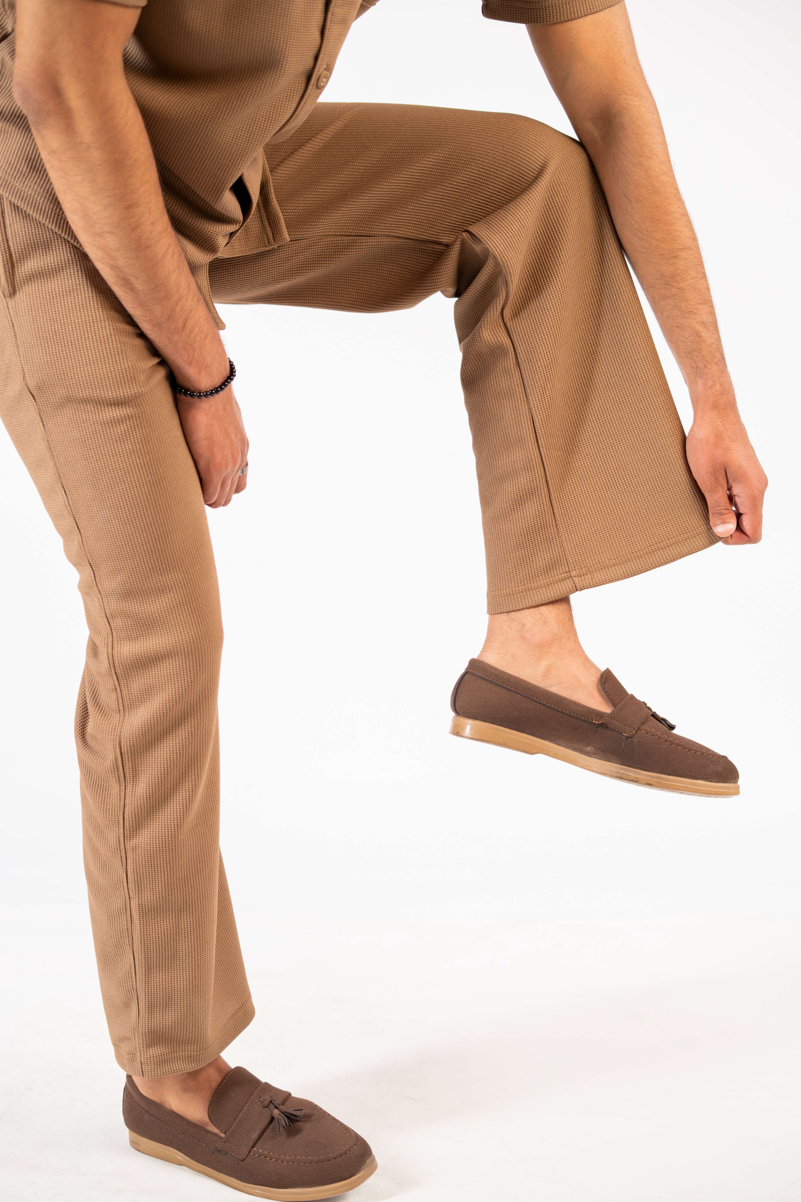 Waffle Coffee Brown Relaxed Fit Trouser - D11 - Image 8