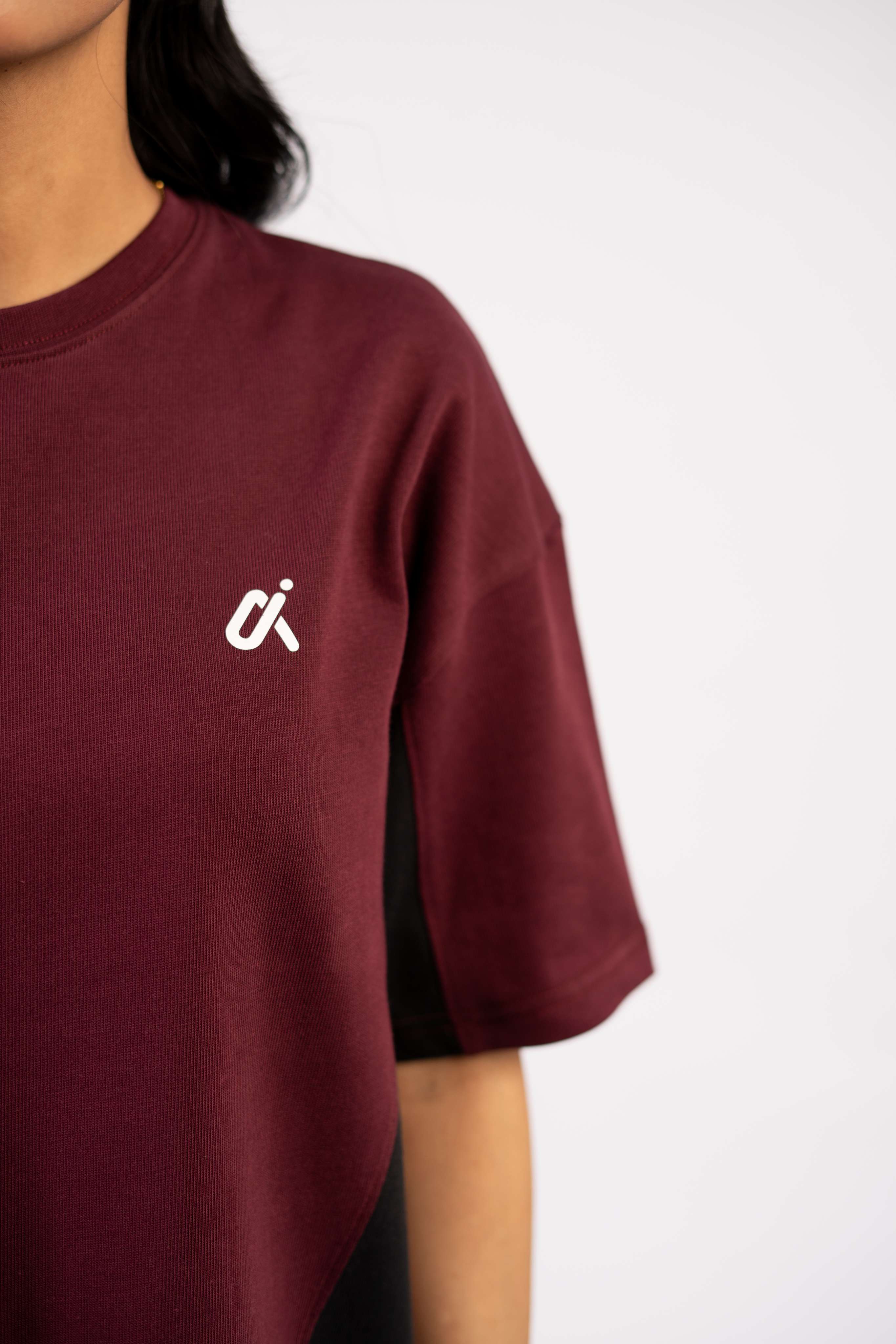 Contour Panel Tee – Maroon & Black S2 - Image 3