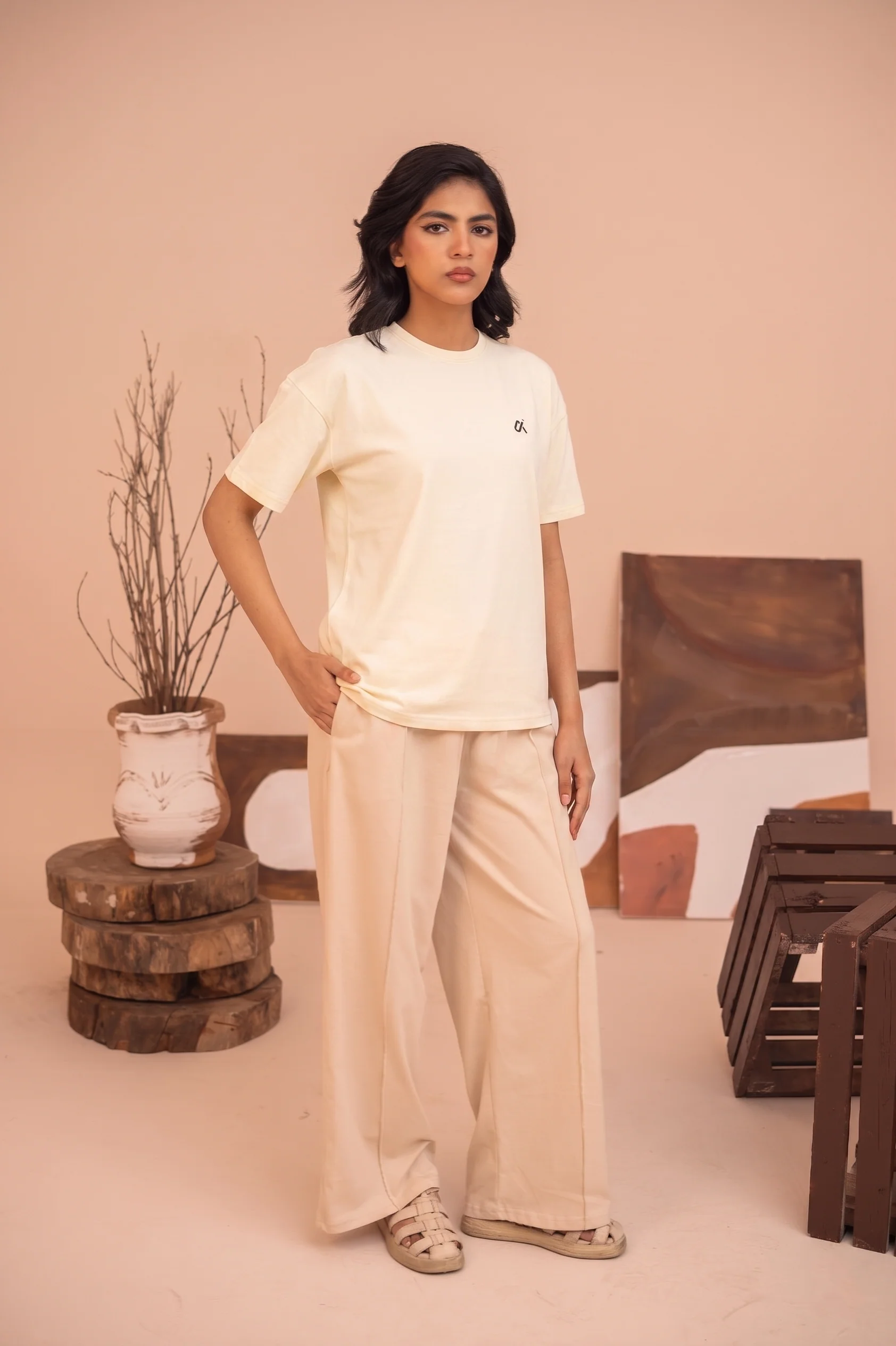 Cream Essential Oversized Tee S6 - Image 5