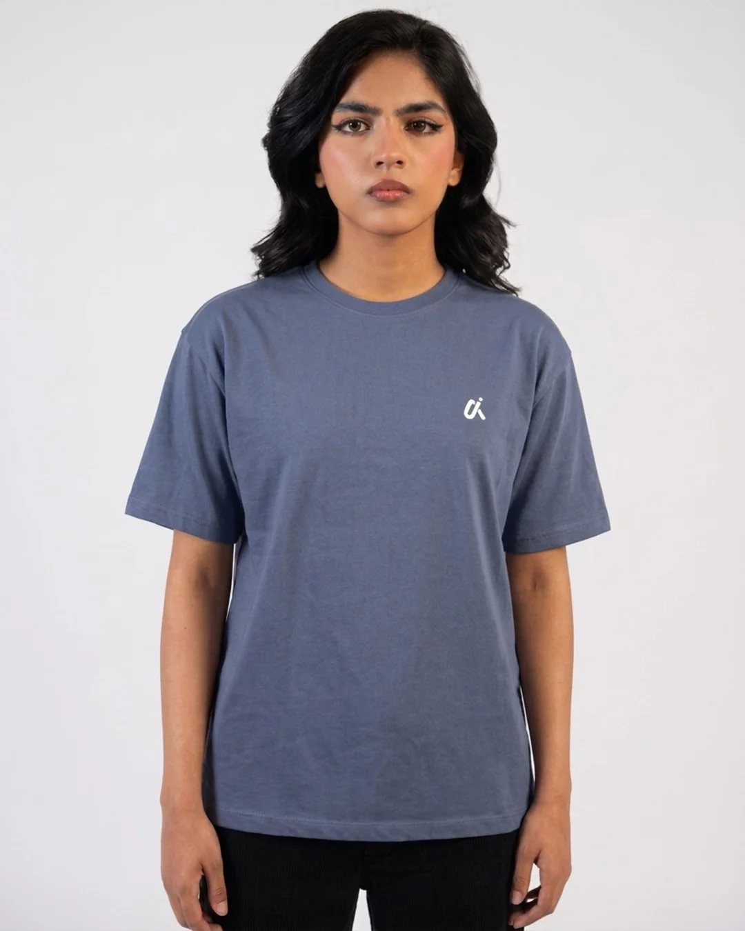 Dusty Blue Oversized Crew Neck T-Shirt S11