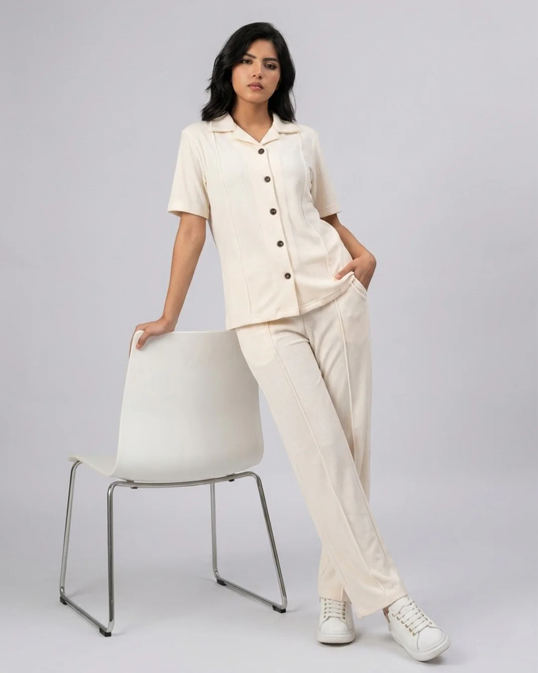Ivory White Safari Tracksuit Set A4 - Image 4