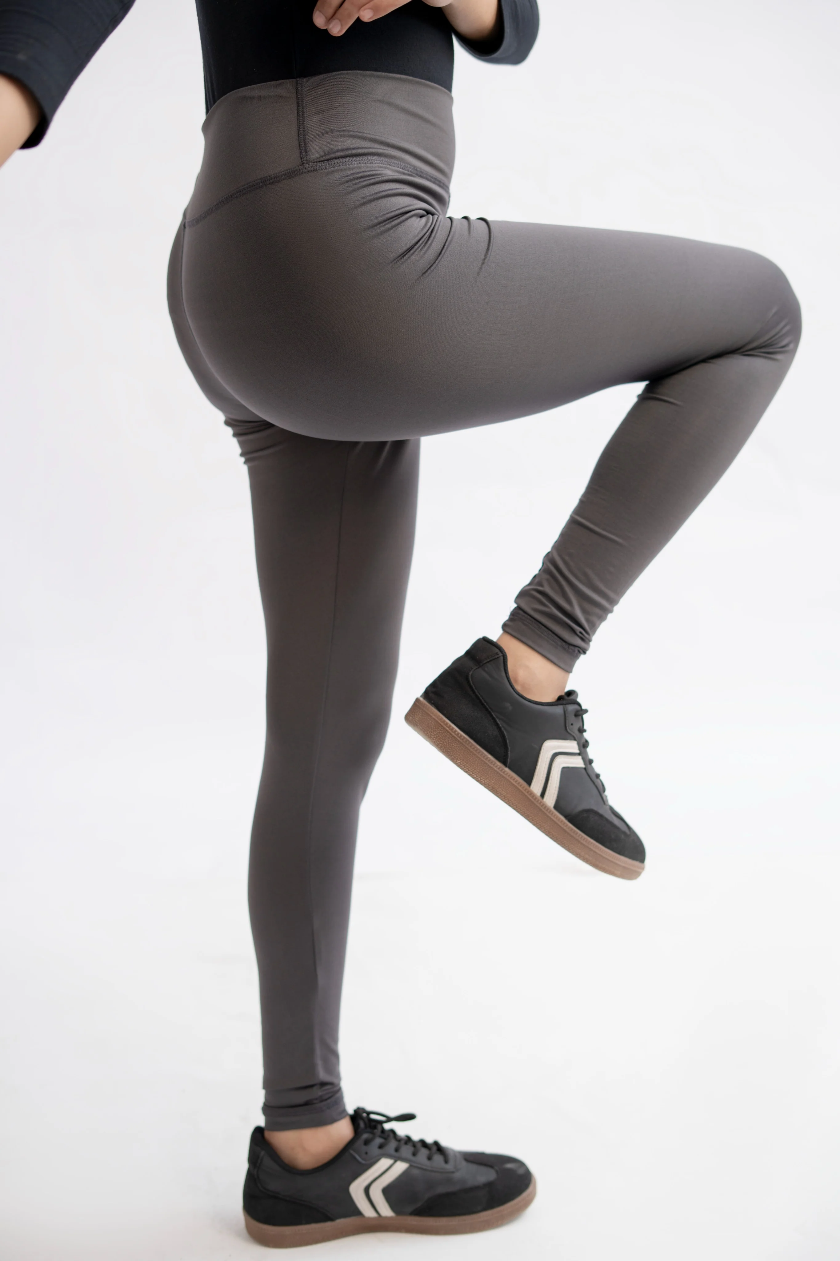 Pack of 2 Premium Slim Fit Tights + Free T-Shirt(Olive Green & Charcol Grey) E6 - Image 11