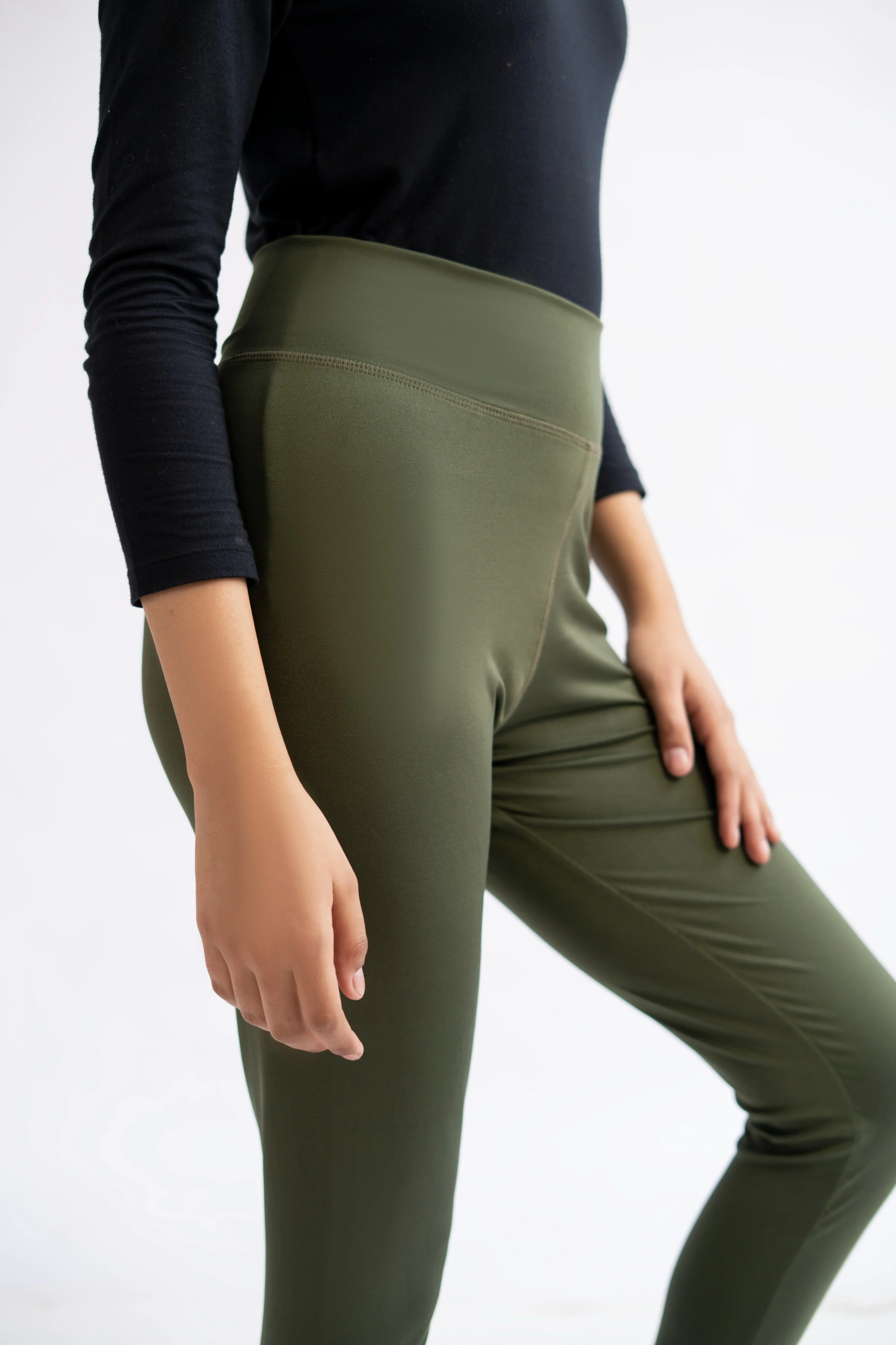 Pack of 2 Premium Slim Fit Tights + Free T-Shirt(Olive Green & Charcol Grey) E6 - Image 20