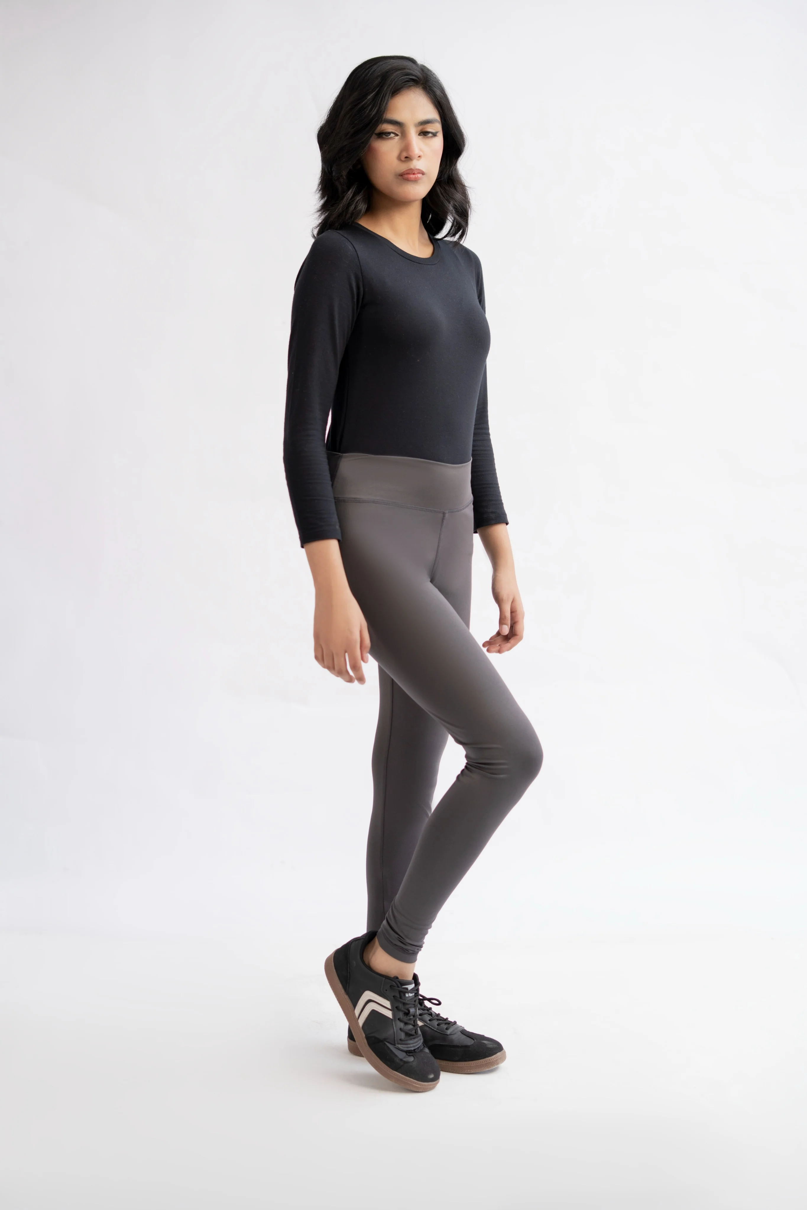 Pack of 2 Premium Slim Fit Tights + Free T-Shirt(Olive Green & Charcol Grey) E6 - Image 7