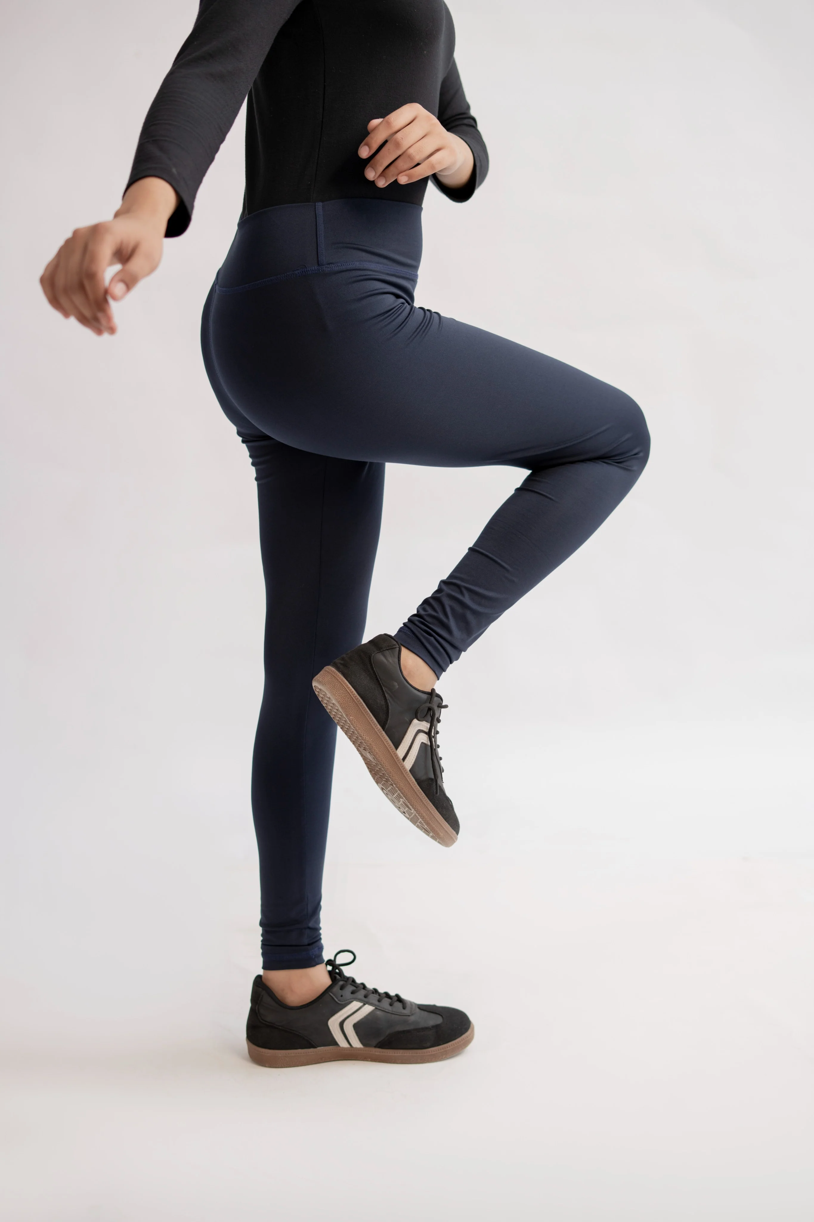 Pack of 4 Premium Slim Fit Tights + Free T-Shirt (Navy Blue, Black, Olive Green, Charcol) E8 - Image 14