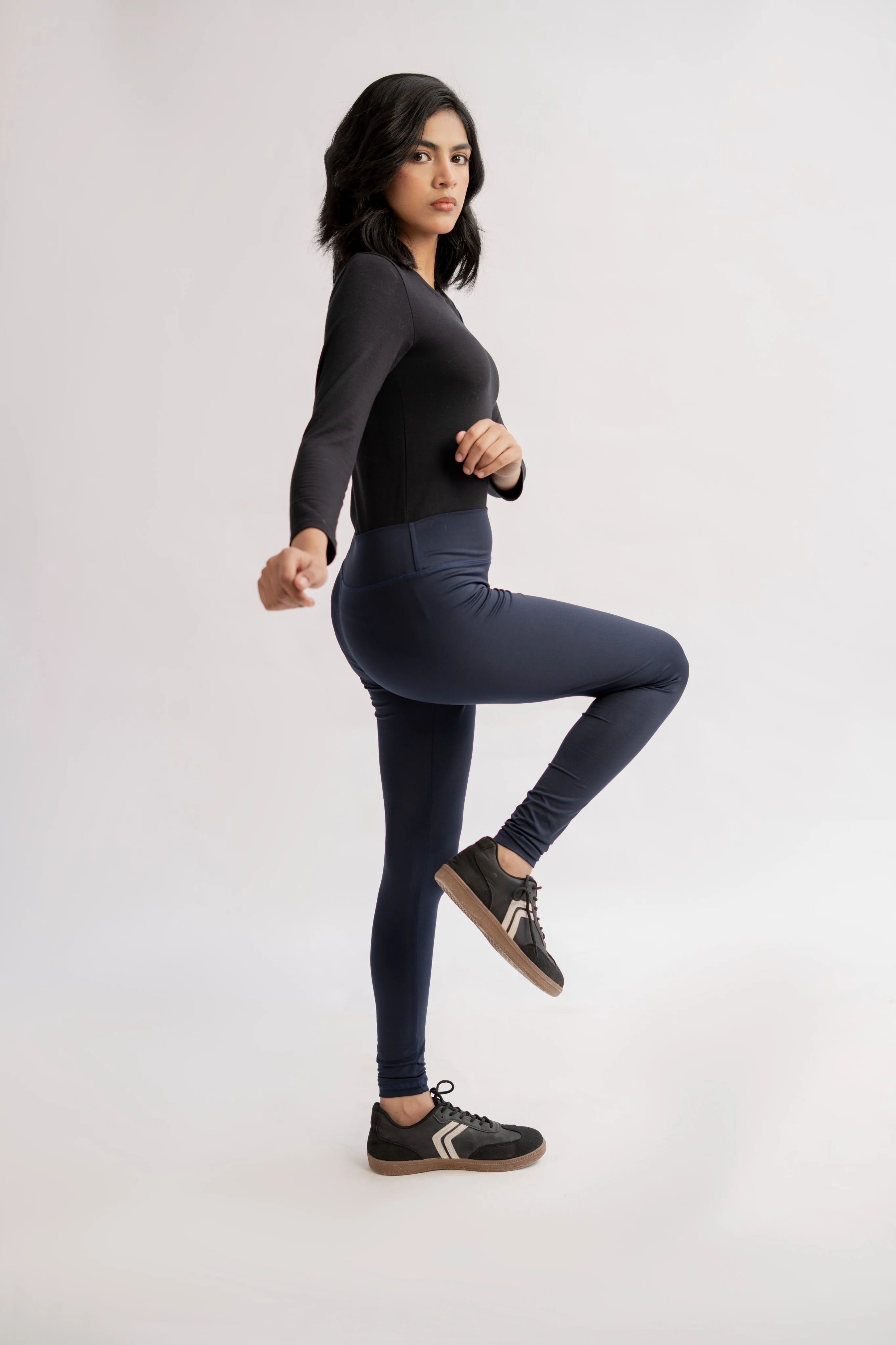 Pack of 4 Premium Slim Fit Tights + Free T-Shirt (Navy Blue, Black, Olive Green, Charcol) E8 - Image 15