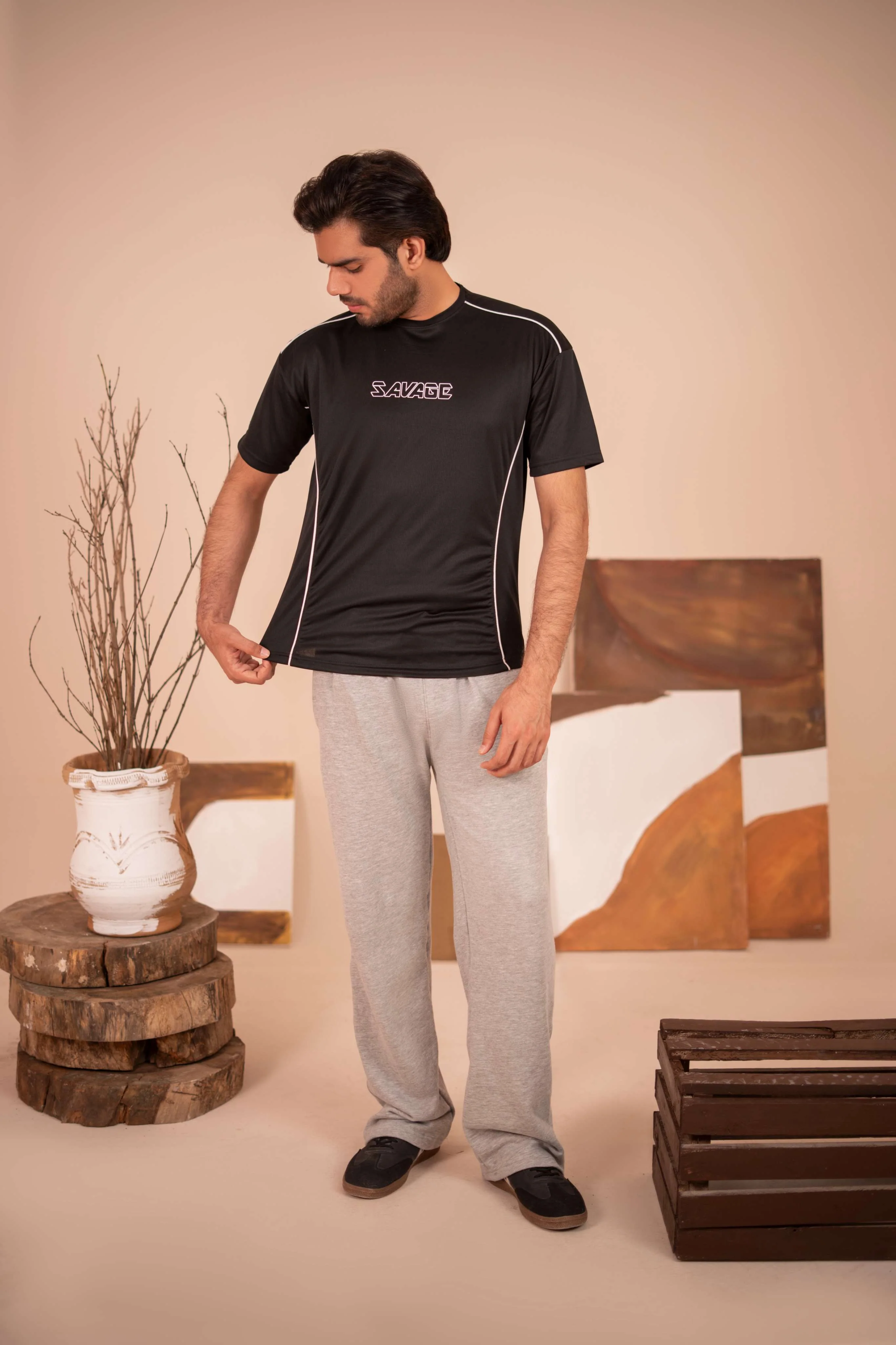 Savage Performance Mesh T-Shirt – Black with White Accents T6 - Image 4