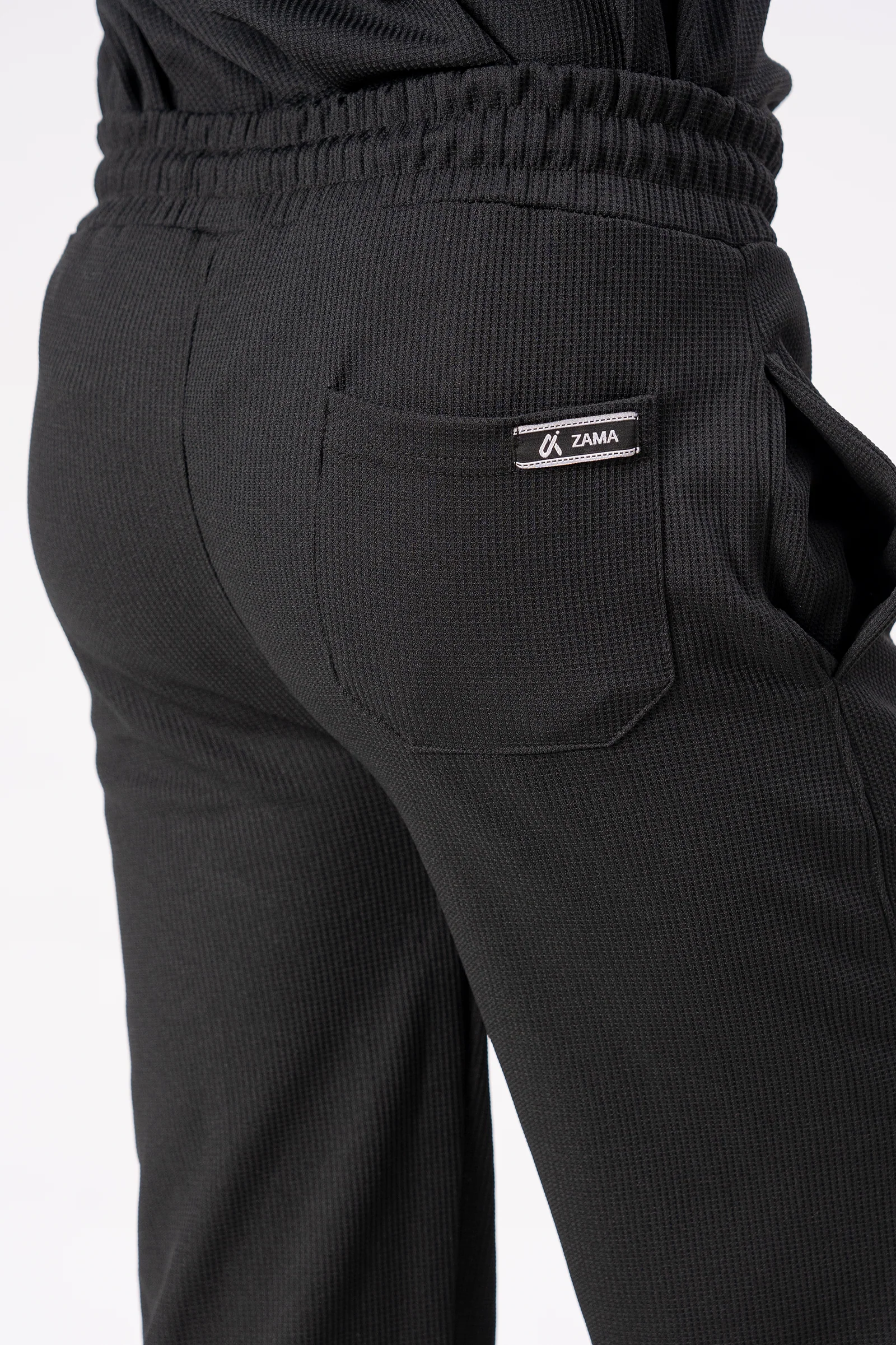 Waffle Black Relaxed Fit Trouser - D12 - Image 10