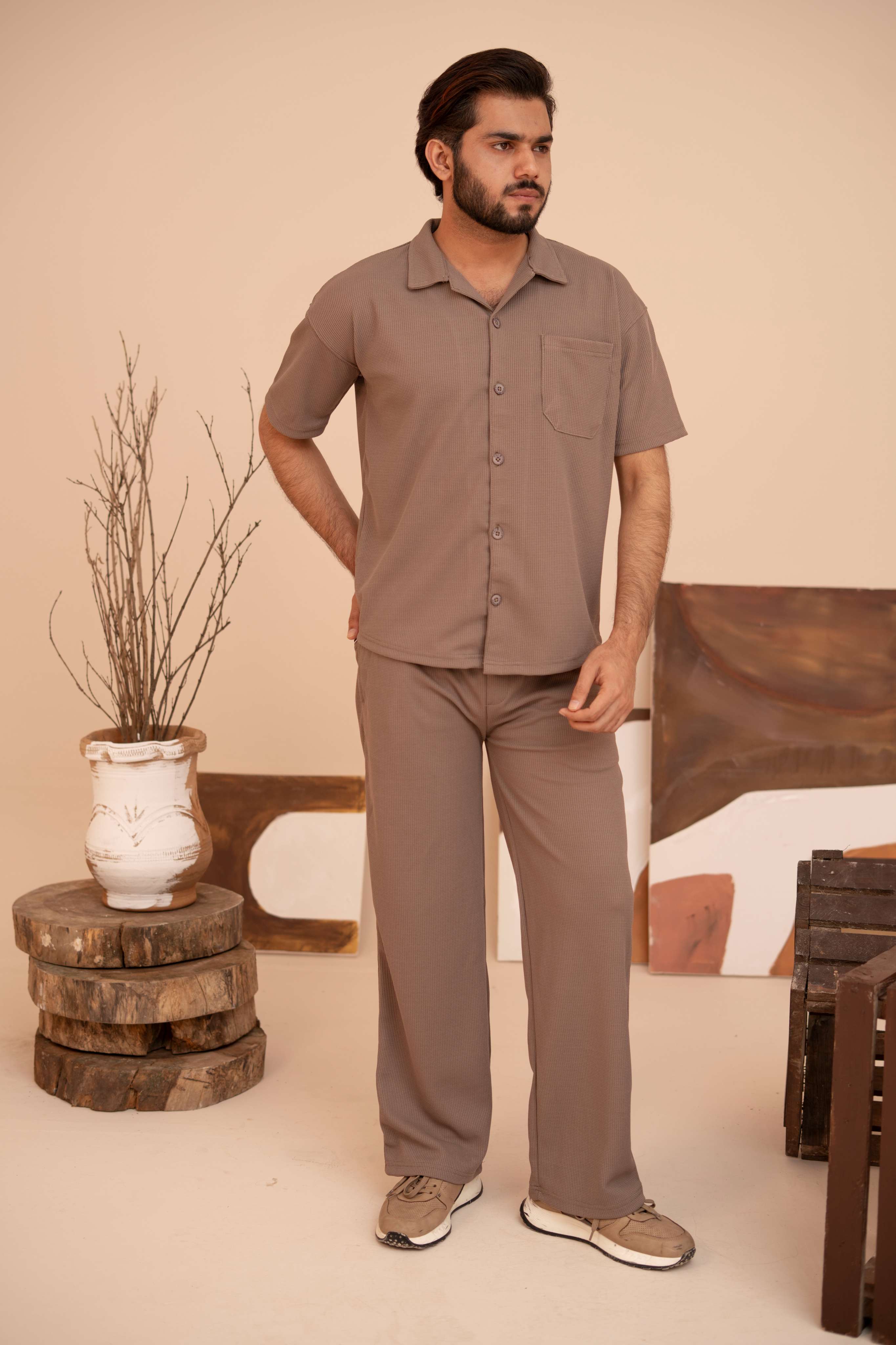 Waffle Chocolate Relaxed Fit Trouser – D13 - Image 5