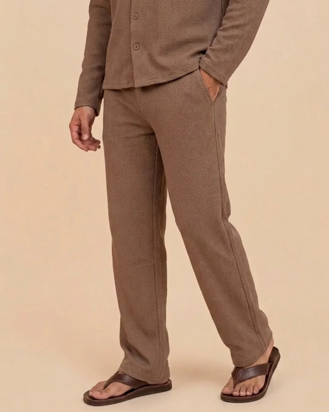 Waffle Chocolate Relaxed Fit Trouser – D13 - Image 6