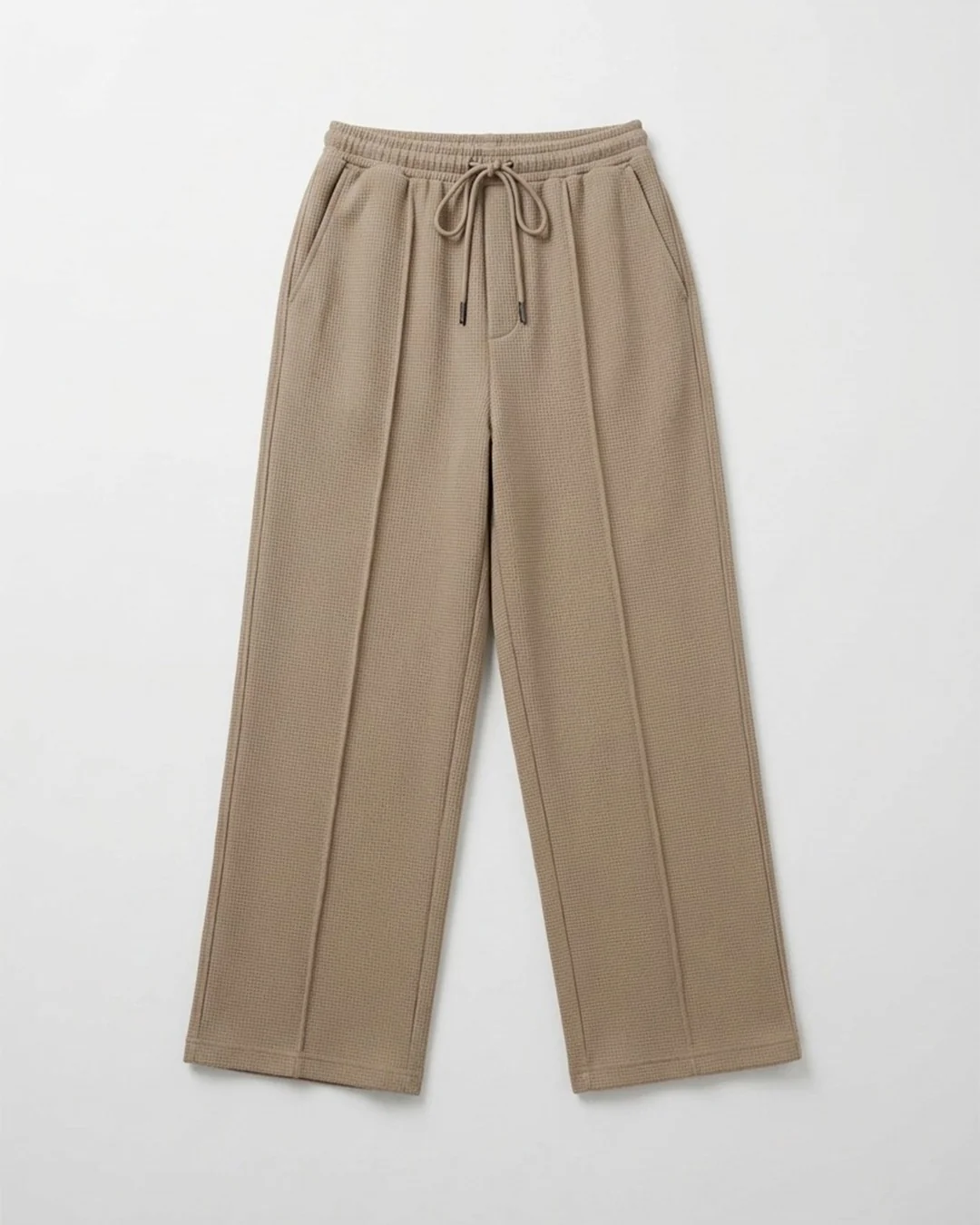 Waffle Relaxed Fit Trousers – Beige D20 - Image 6