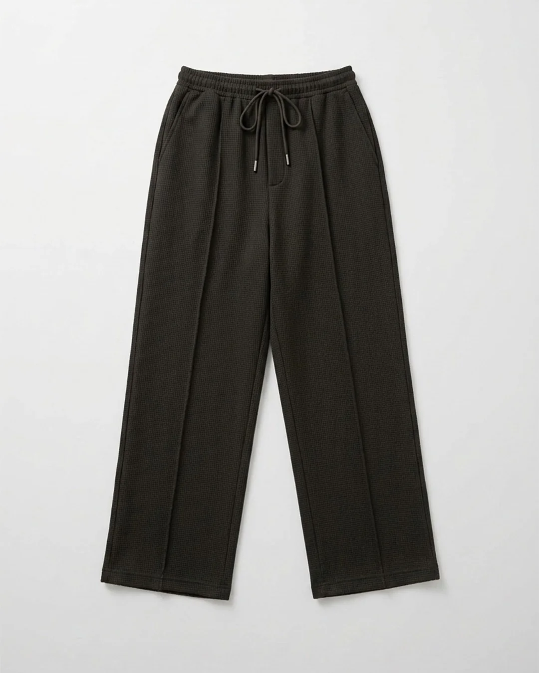 Waffle Relaxed Fit Trousers – Black D21 - Image 5