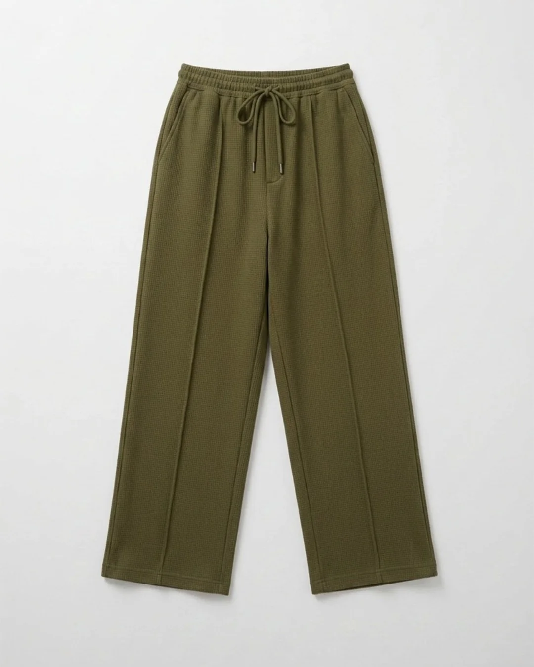 Waffle Relaxed Fit Trousers – Olive D19 - Image 6